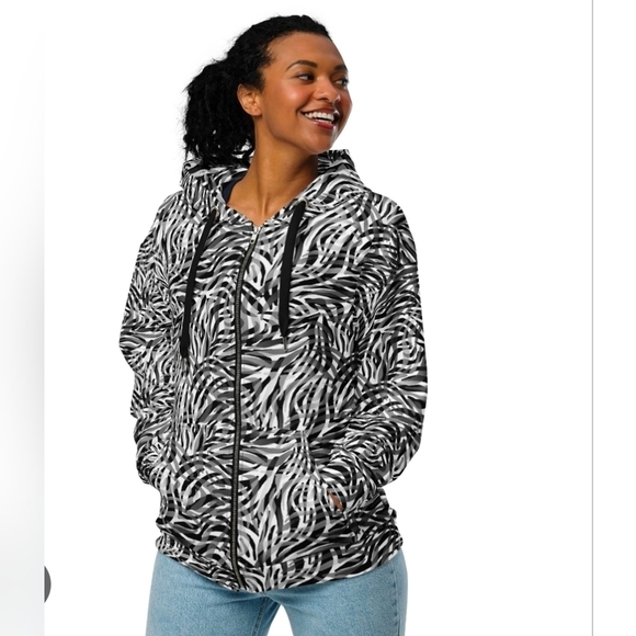 Erin London Black and White Patterned Women's Hoodie - Picture 1 of 6